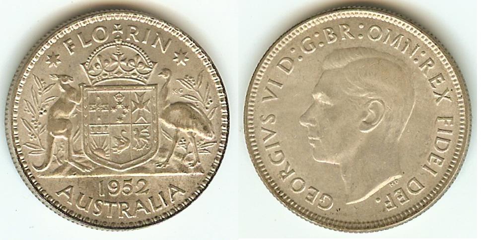 Australian Florin 1952 AU/UNC